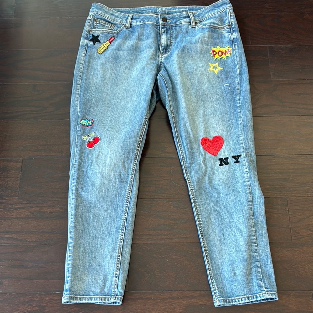 Blue Jeans with Embroidery and Distressing